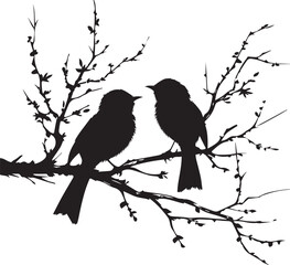 Poster - birds on a branch