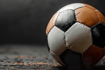 a soccer ball is shown with a black background copy space