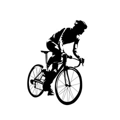 Wall Mural - Biker, road cyclist riding bike, isolated vector silhouette, side view