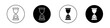 Hourglass end icon set. time sand clock vector symbol in black filled and outlined style.