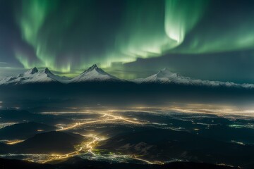 Wall Mural - beautiful night sky with mountains