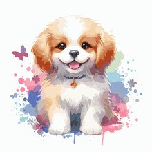 Cute Dog Vector Illustration Isolated On White Background