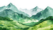 Alpen Berge Schweiz Ländlich Natur Grün Wiese Wasserfarben Mountains Panorama Vektor