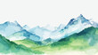 Alpen Berge Silhouette Schweiz Grün Ländlich Wiese Wasserfarben Mountains Panorama Vektor