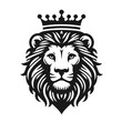 Lion in crown logotype vector silhouette on white background