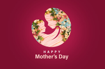 Wall Mural - Happy Mother’s Day concept. Love you mom 3d love shape typo concept of international mother's day.