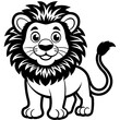 Funny friendly greeting lion for kids and children, African humorous safari animal mascot