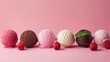 Ice culinary cream in chocolate meringue lemon flavor; green ice cream dessert selection introduces scoop, dessert vector, ice cream cone varieties.