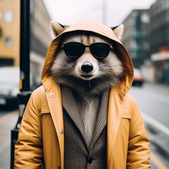 Poster - portrait of cute panda in the city