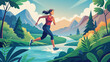 Female Athlete Running Through Scenic Mountain Landscape