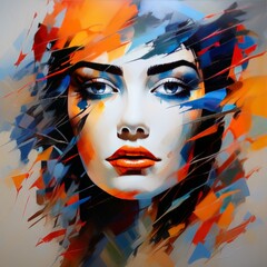 Sticker - beautiful woman with fashion illustration