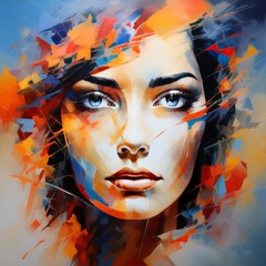 Wall Mural - woman in abstract colorful painting