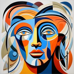 Canvas Print - abstract colorful face with the eyes.