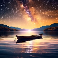 Canvas Print - the beautiful lake at night.