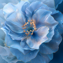 Poster - An abstract blue flower with delicate botanical floral background, perfect for decoration and design.