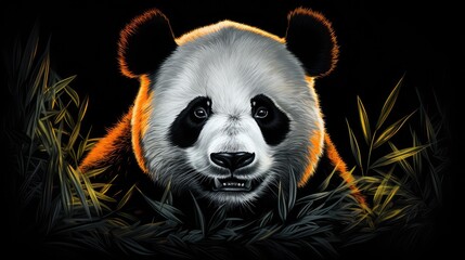 Wall Mural - panda in the dark