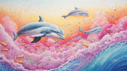 Sticker - dolphin in water