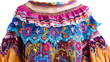 Bohemian peasant blouse with embroidery details on transparent background