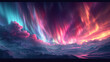 A digital aurora painting the sky with vibrant hues, its shimmering curtains dancing in the invisible currents of the virtual atmosphere.