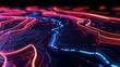 Streams of neon light depict routes, pulsing along highways of information that connect every corner of the digital map, background concept