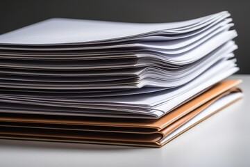 Poster - pile of paper sheets on table.