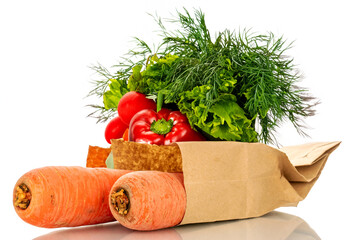 Canvas Print - Peeled sweet carrots on the table with vegetables.	
