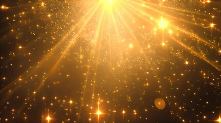 Wall Mural - golden light rays with flying particles