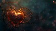 mystical sacred heart entwined with crown of thorns religious symbol on dark moody background spiritual concept illustration digital art