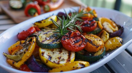 Sticker - Grilled vegetables in white bowl on table