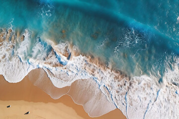 Canvas Print - A birds eye view of a beach and ocean