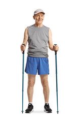 Sticker - Elderly man standing with walking poles