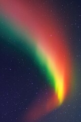 Sticker - red green aurora borealis. night starry sky and northern lights