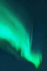 Sticker - bright green aurora borealis. night starry sky and northern lights