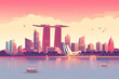 Illustration of a Singapore city landscape with buildings. Illustration for your design. Travel concept