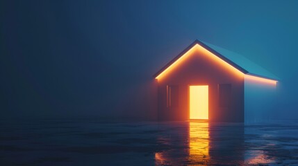 Sticker - House in the dark with a glowing light