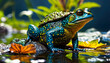 Poison frog in the swamp. Generative AI