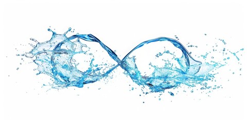Leinwandbilder - An Artistic Representation of the Infinity Symbol Created with Blue Water and Bubbles, Emphasizing Concepts of Purity, Connection, and Continuity in a Transparent Liquid Form, Generative AI
