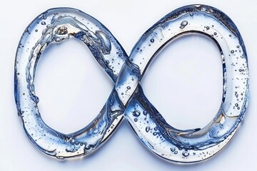 Leinwandbilder - An Artistic Representation of the Infinity Symbol Created with Blue Water and Bubbles, Emphasizing Concepts of Purity, Connection, and Continuity in a Transparent Liquid Form, Generative AI