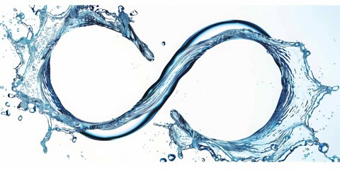 Leinwandbilder - An Artistic Representation of the Infinity Symbol Created with Blue Water and Bubbles, Emphasizing Concepts of Purity, Connection, and Continuity in a Transparent Liquid Form, Generative AI