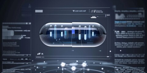Leinwandbilder - A Detailed Visualization of Medicine and Health Data, Featuring Futuristic Capsules, Digital Dashboards, and Scientific Analytics in a Holographic Display, Generative AI