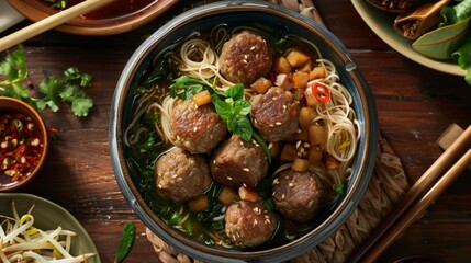 Poster - Bowl of noodles and meatballs