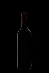 Wall Mural - Bottle of wine with beautiful highlights on a black background