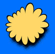 A cheerful yellow daisy silhouette in a pop art style, with bold black outlines and a dotted shadow, set against a bright blue background for a fresh, spring-inspired look.