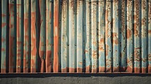 Abstract Composition Of Shadows And Light On A Corrugated Iron Wall, Captured In High Definition For A Dramatic Effect