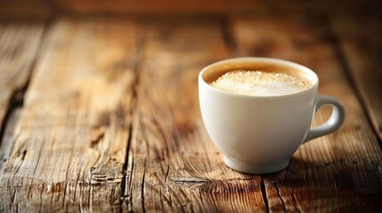 Poster - A cup of coffee on a wooden table