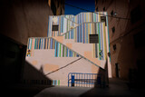 Fototapeta  - City mural forming stairs, colorful stripes, rainbow, LGBT friendly, symbol of freedom of all genders, symbolic stairs to free love, symbol of diversity, (Costa Blanca, Alicante, Spain) 