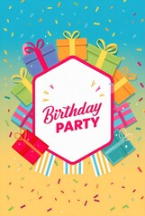Sticker - Party invitation template featuring 