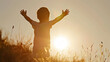 © Jess rodriguez - silhouette of a boy with his hands up in the field on a sunset