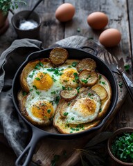 Wall Mural - fried eggs in a pan