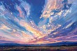 dramatic sky with scattered clouds at sunset panoramic view of heavenly landscape digital painting